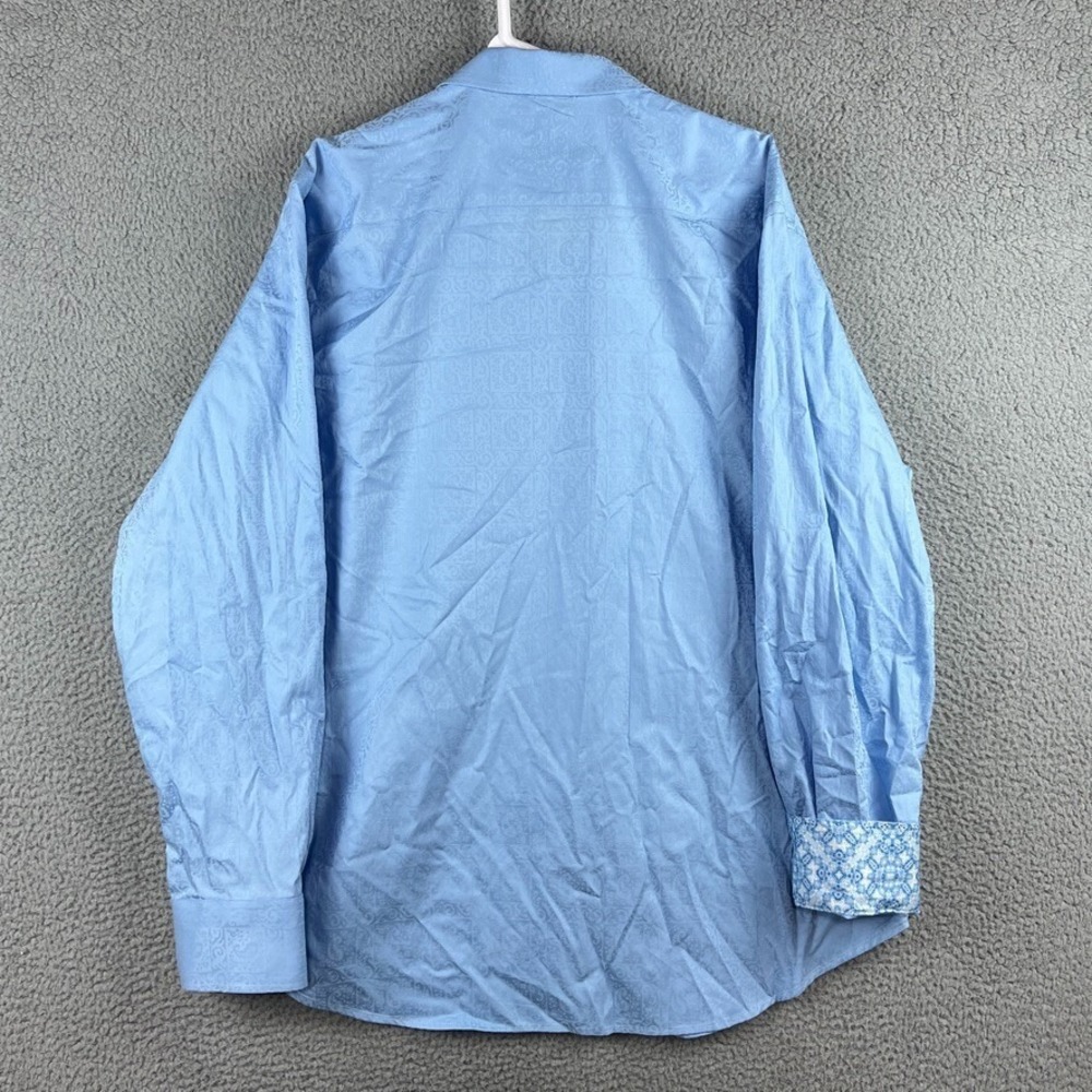 Robert Graham Button Shirt Mens 3XL Blue Jacquard Paisley Flip Cuff Long Sleeve - Picture 9 of 16